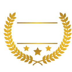 a gold laurel wreath with a star in the middle on a white background .