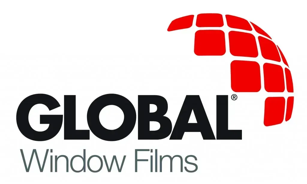 The logo for global window films has a red globe on it.