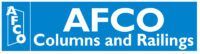 A blue sign that says afco columns and railings