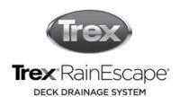 A black and white logo for trex rainescape deck drainage system.