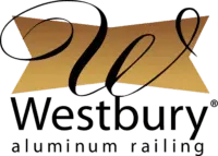 A logo for westbury aluminum railing on a white background