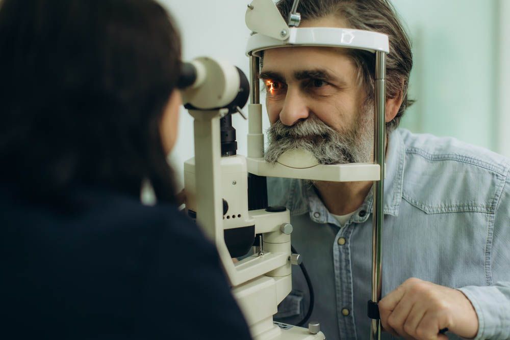 person taking an eye test