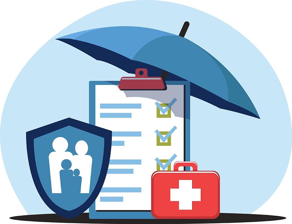 small family under an umbrella