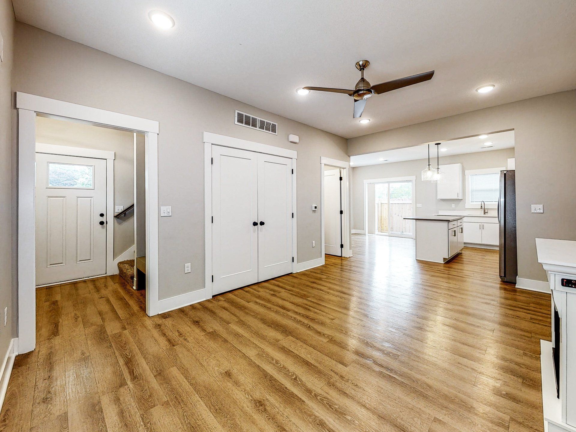 living room and fire place