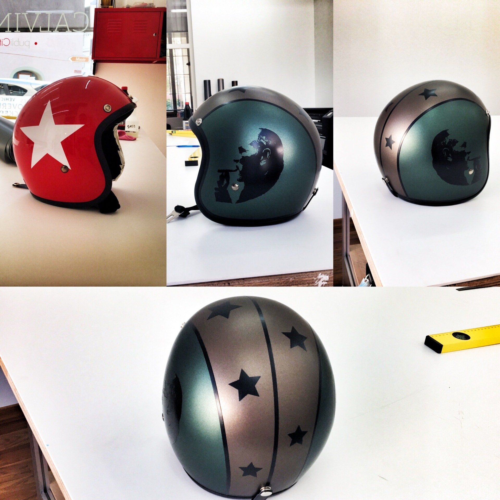 stickers sur plusieurs casques