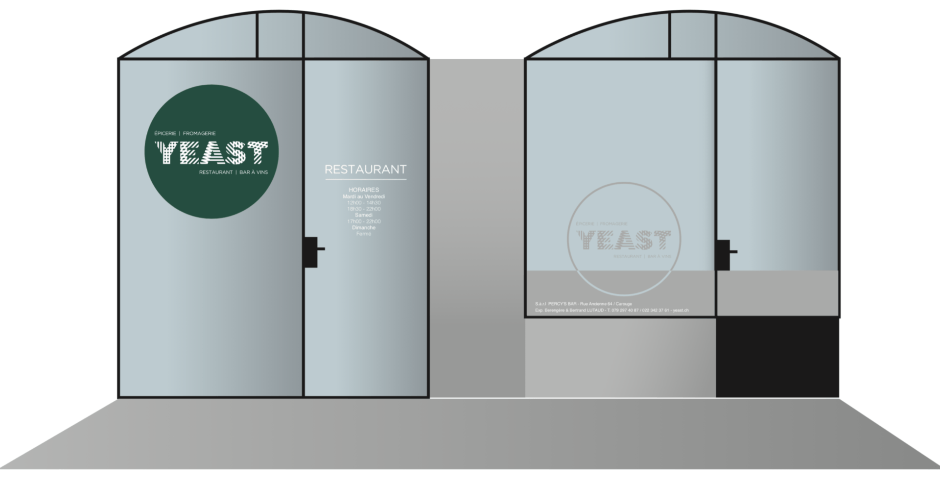 plan de publicité sur portes et fenêtres