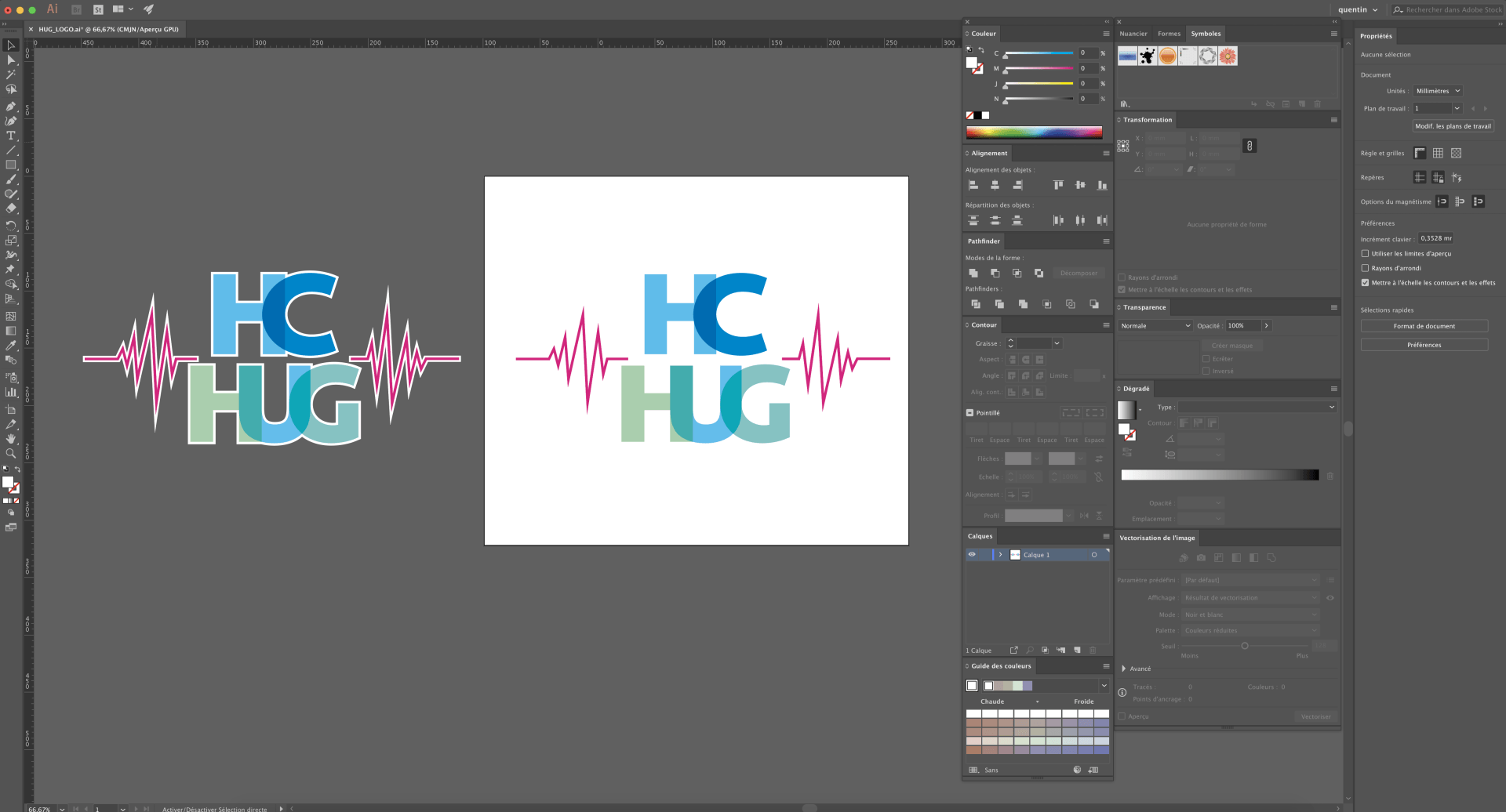 design de logo HUG sur photoshop