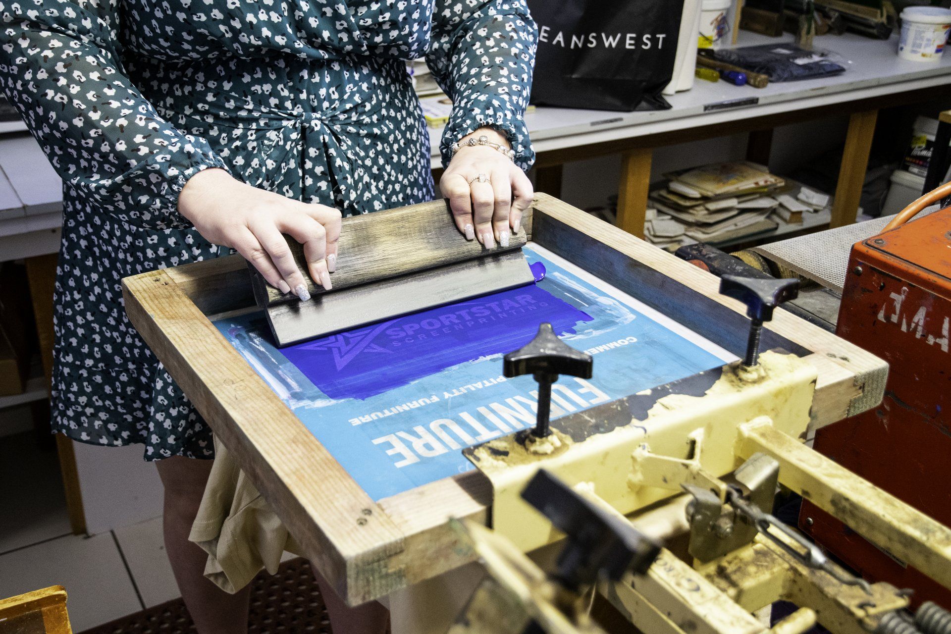 Woman using screen printing mesh