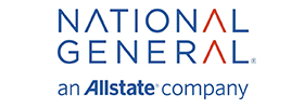 National General logo, blue text with red arrows, 