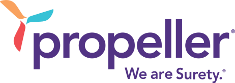 Propeller logo with colorful abstract shape and text 