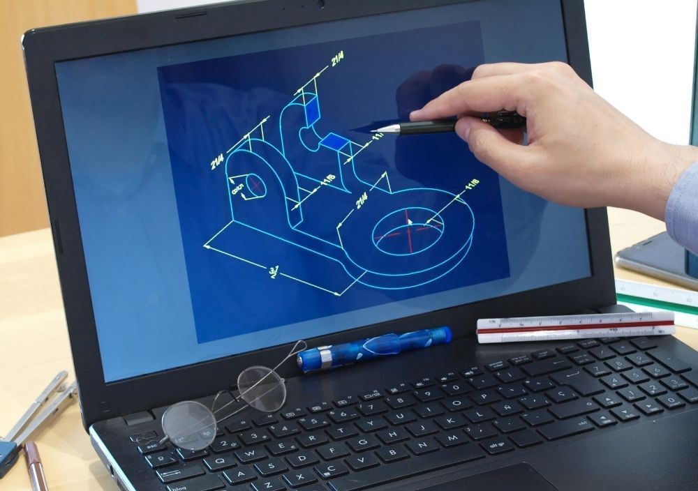3D CAD design on screen