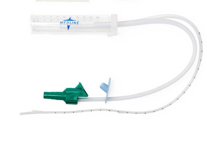 A medical device with a needle and a hose attached to it