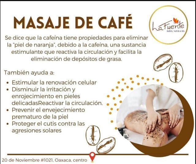 Un anuncio de un café de masajes en Oaxaca.