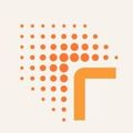 Orange dotted arrow logo on a light background
