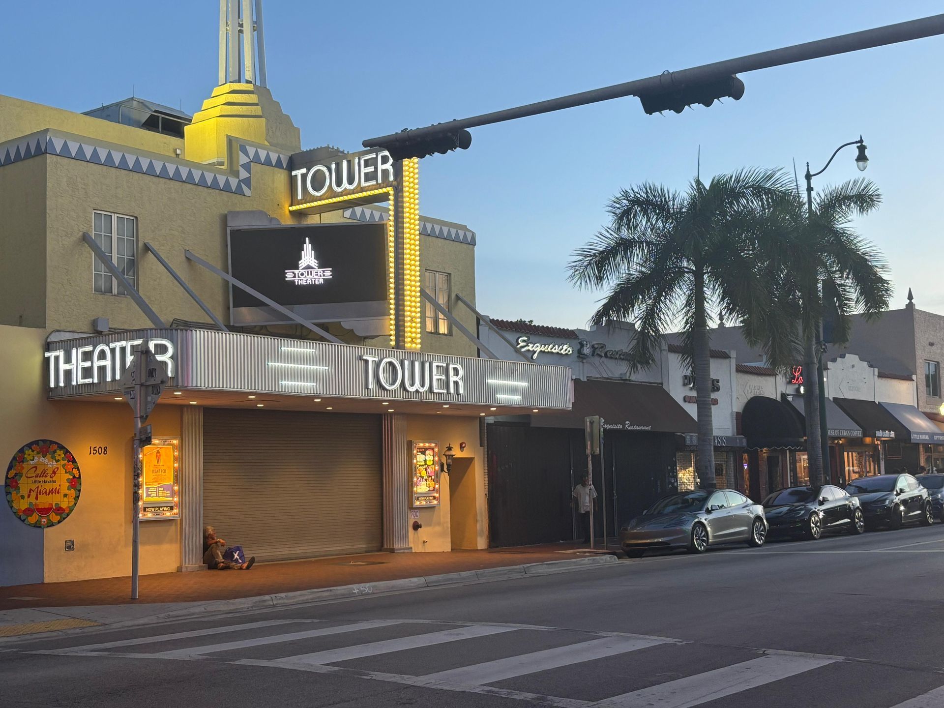 Tower Theater in Little Havana at sunset with beautiful Sites