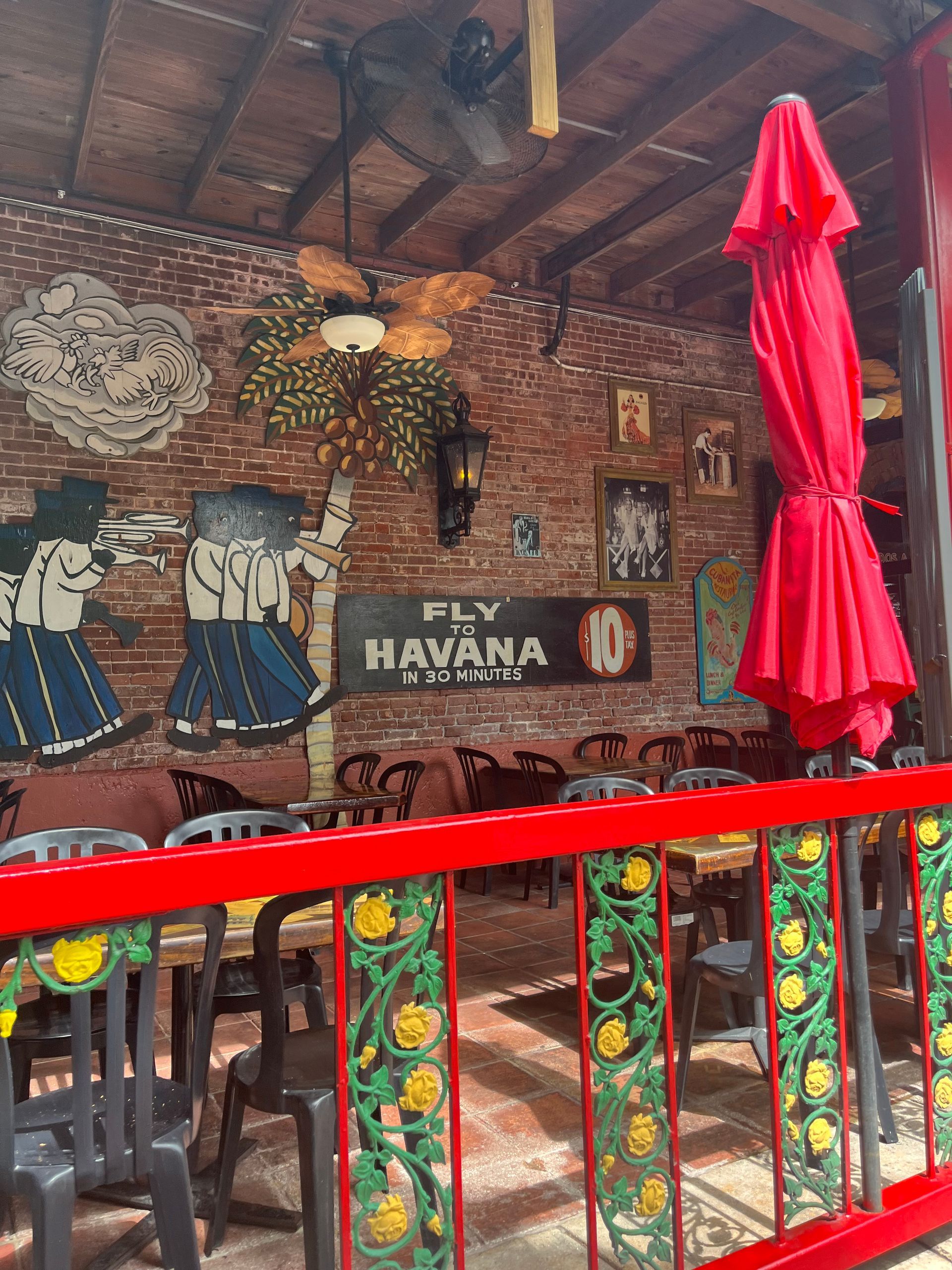 Colorful Cuban-themed restaurant in Key West seen on a Miami to Key West tour