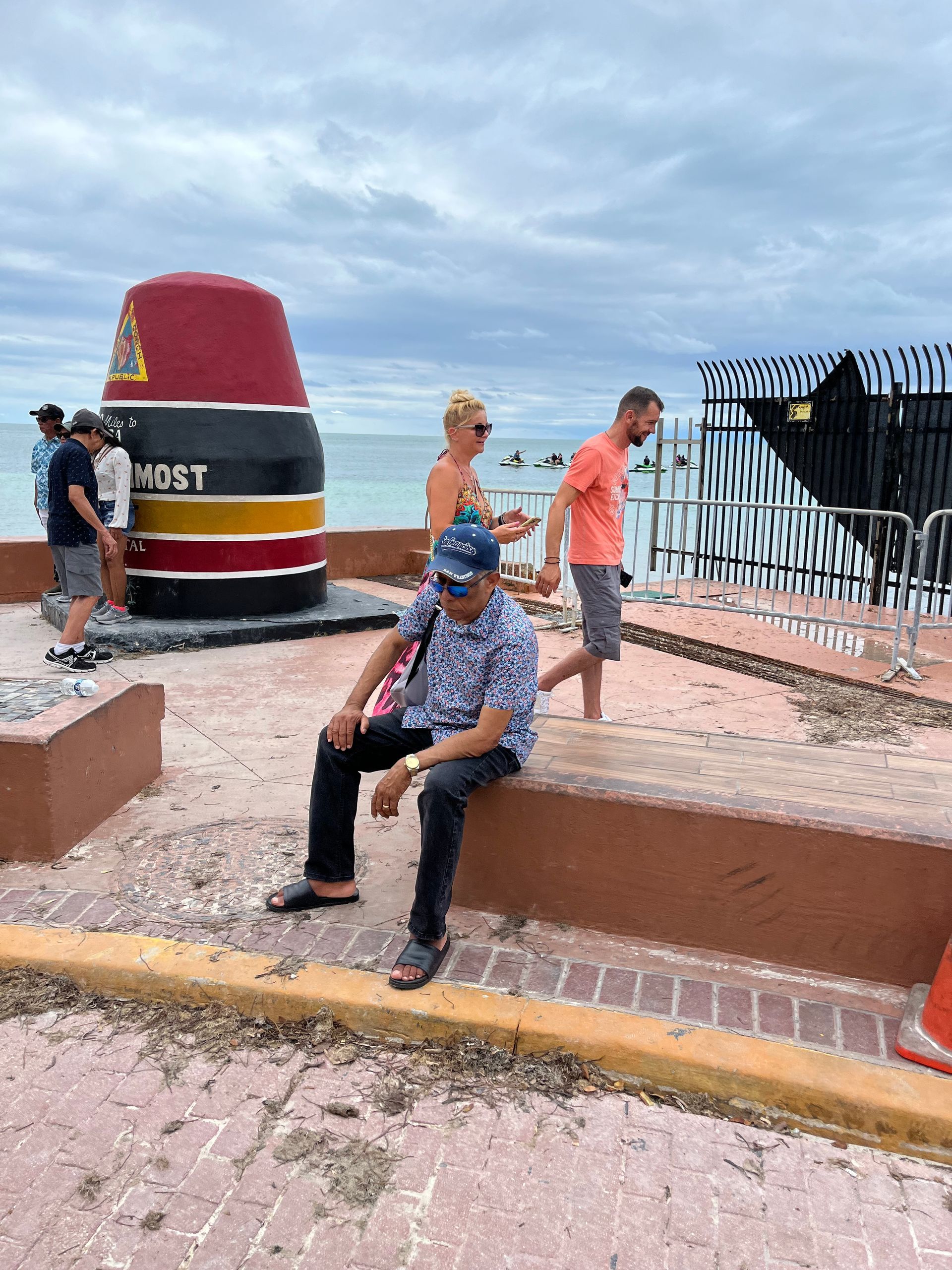 Relaxing moment at the Southernmost Point on a Miami to Key West bus ride