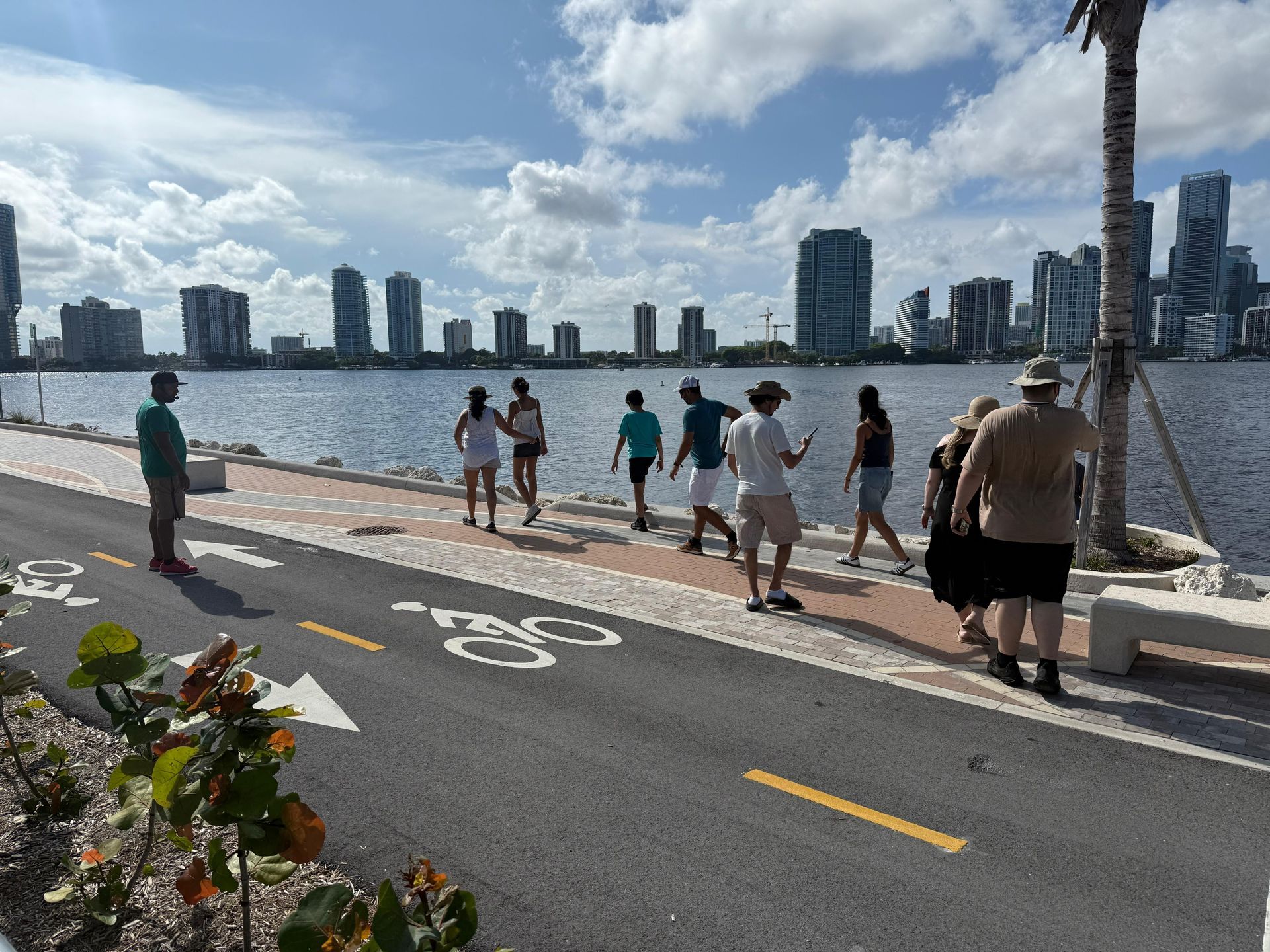 Guests enjoying the waterfront skyline walk during the Miami 5 in 1 City Tour using the promo code bus305