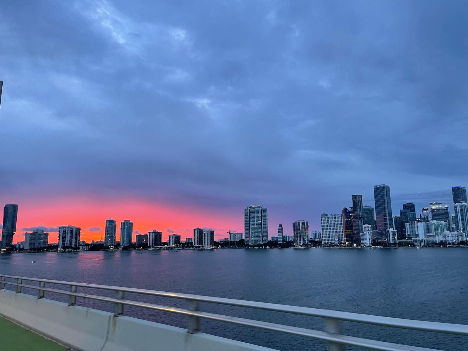 the Miami Sunset seen on the Miami Night Tours from Biscayne Bay