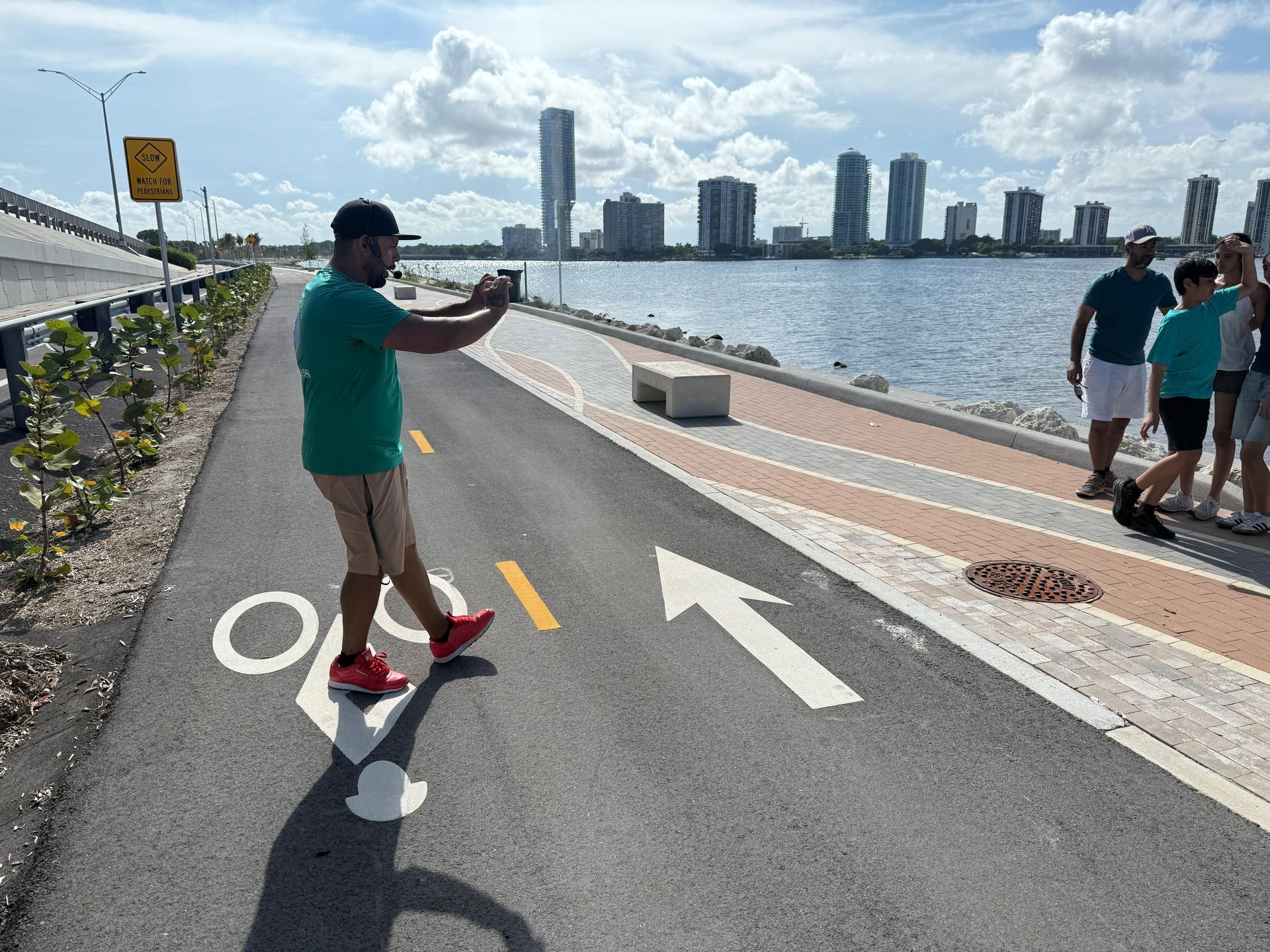 Guest taking photos at the Miami skyline photo stop, part of the Miami Tour Bus Promo Code experience