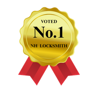 A gold seal that says voted no. 1 nh locksmith