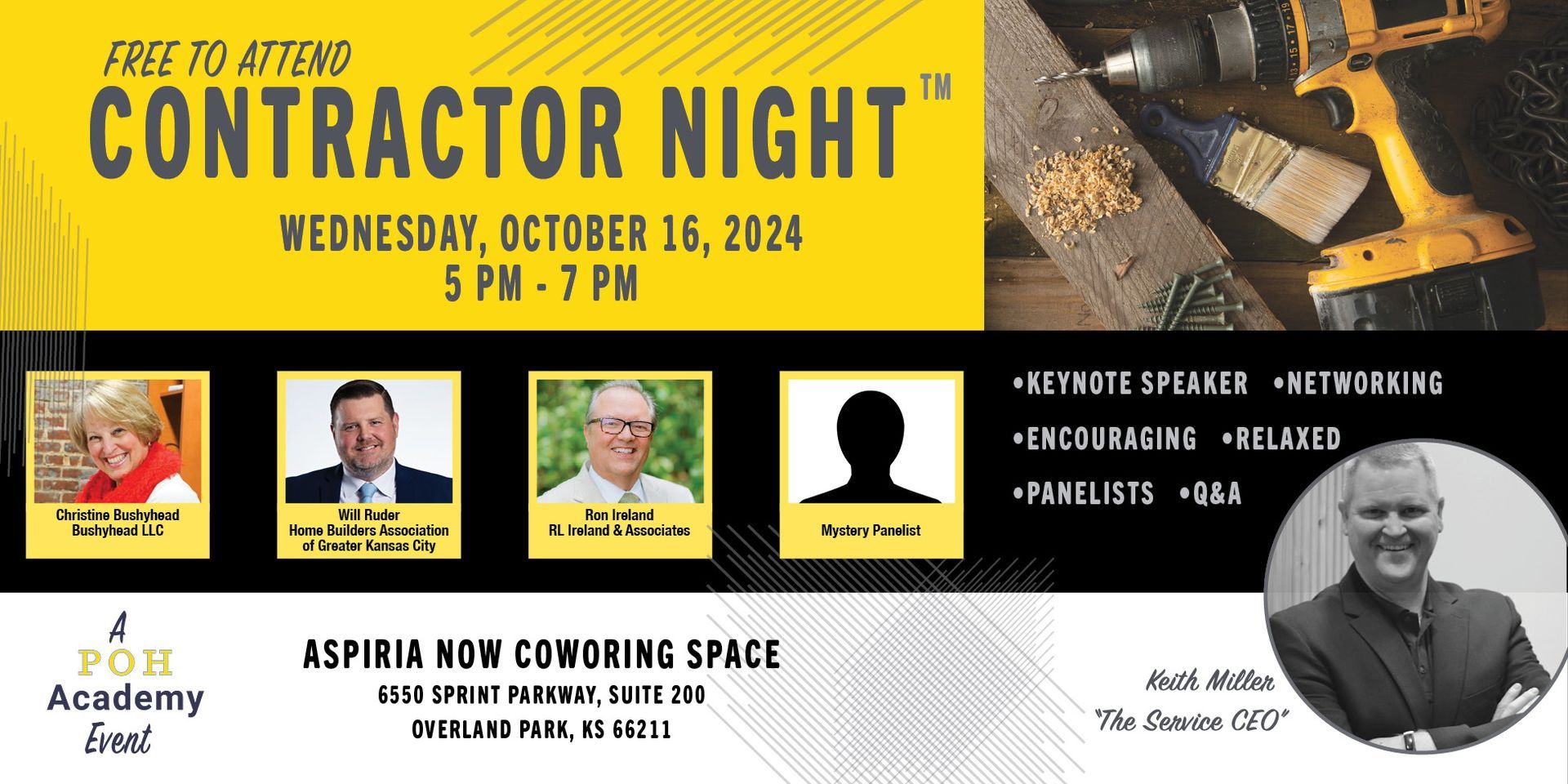 A poster for a contractor night on wednesday october 16th