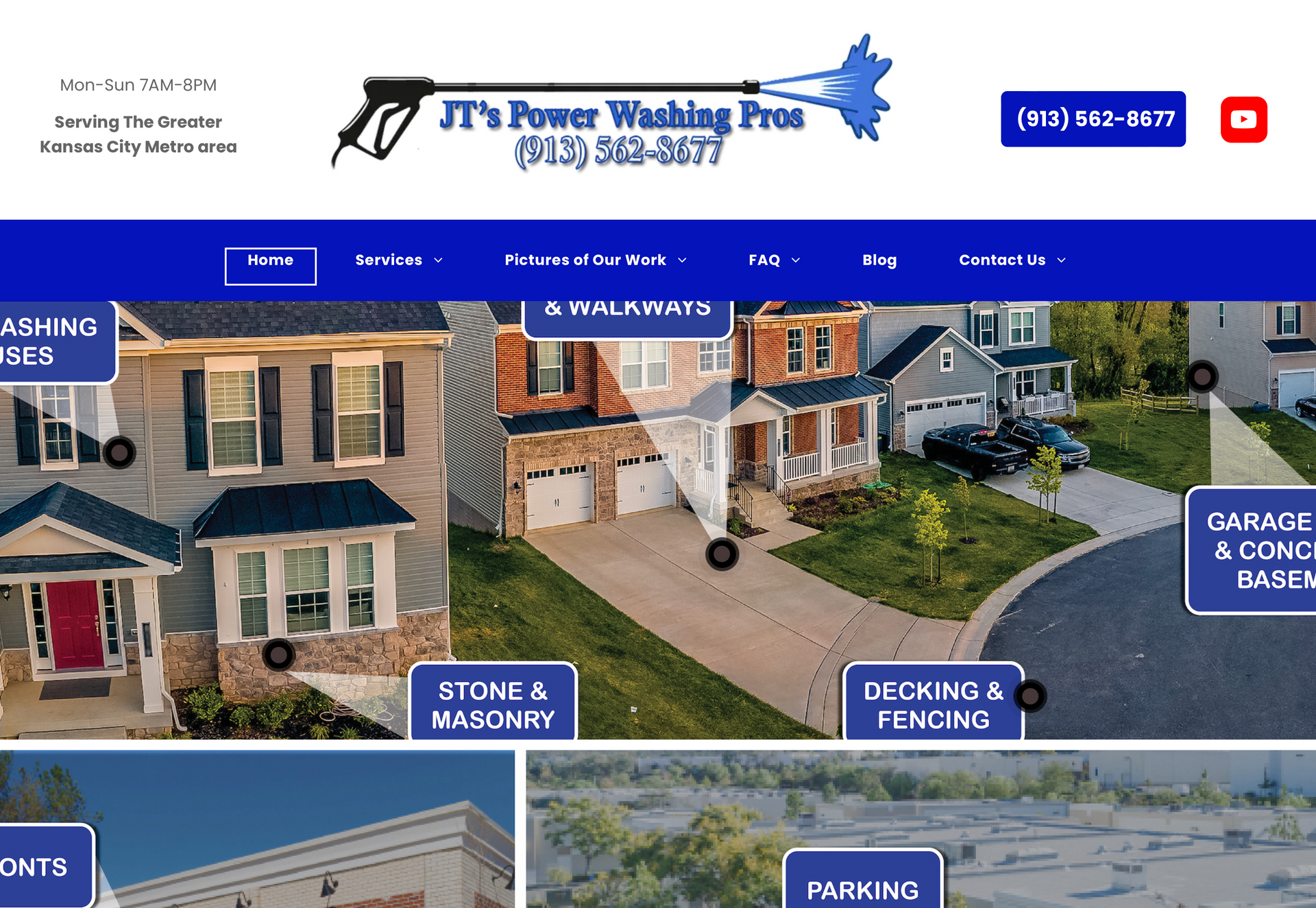 A screenshot of a website for jt 's power washing