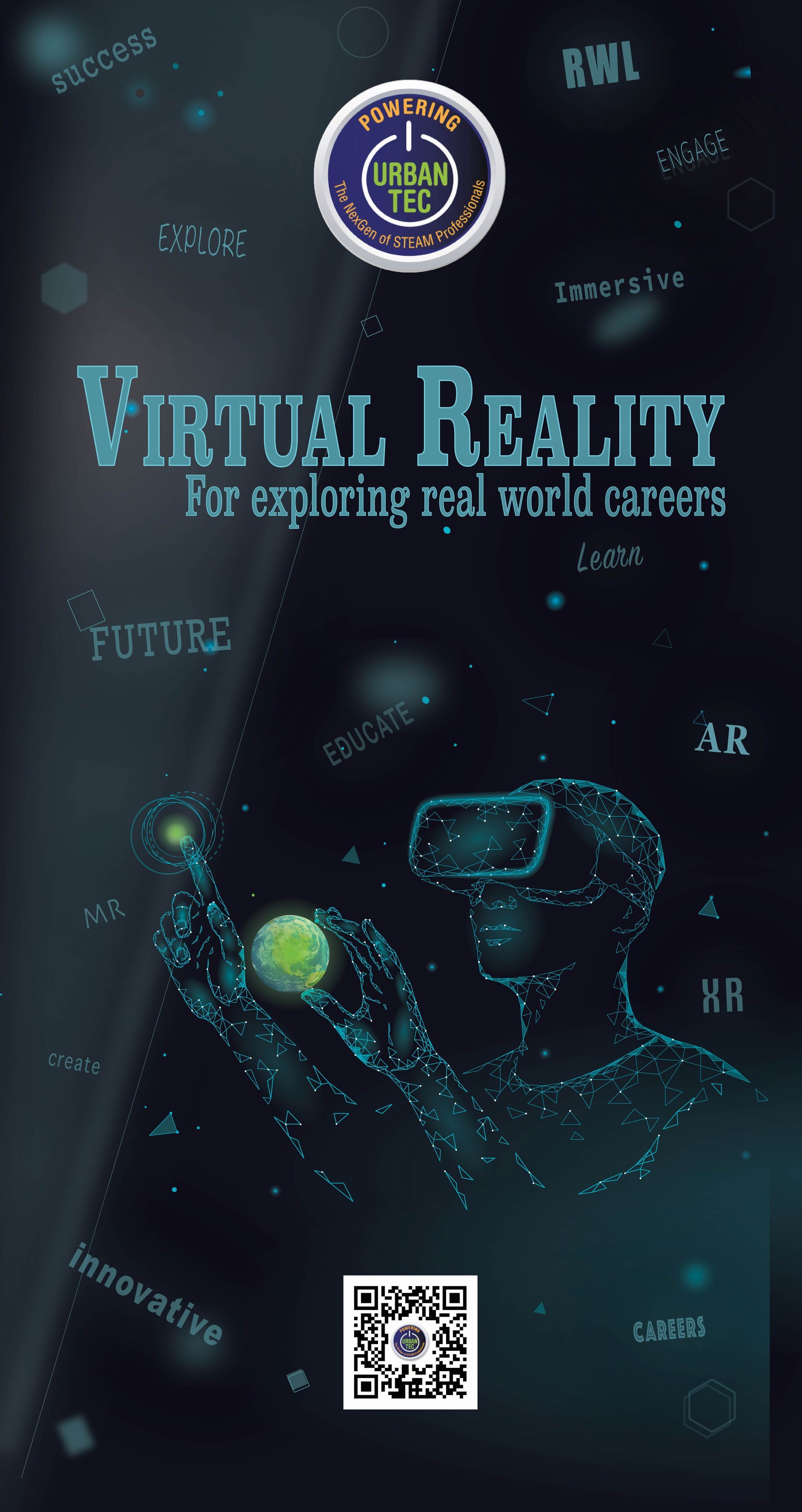 The cover of a book titled virtual reality for exploring the world careers.