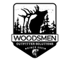 A black and white logo for woodmen outfitter solutions