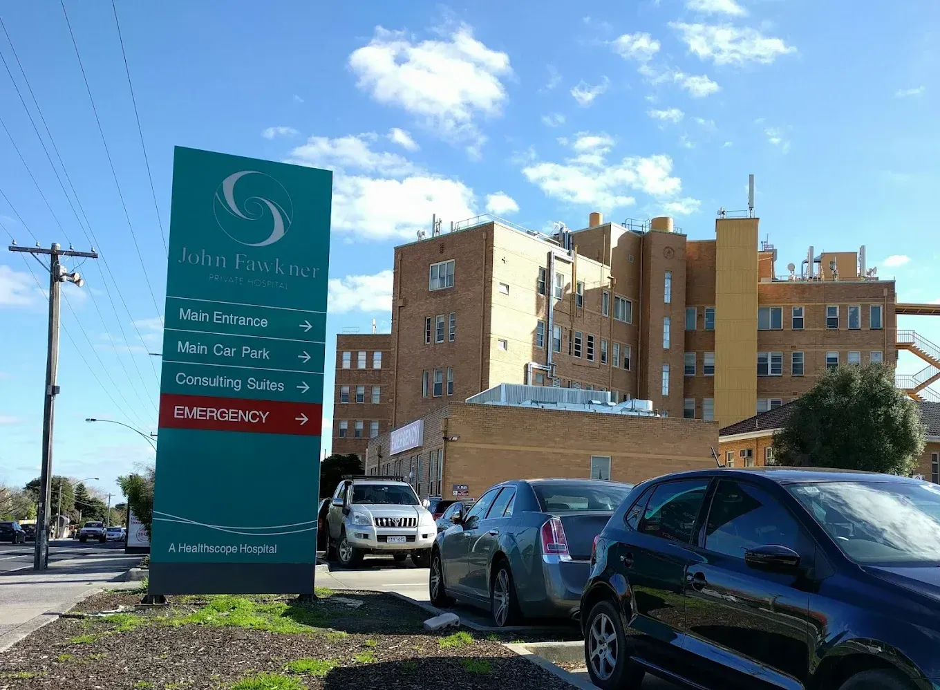 Modern hospital building with blue 