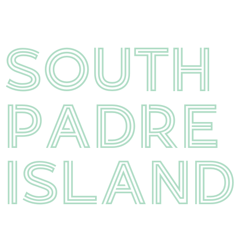 the logo for south padre island is green and white on a white background .