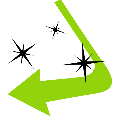 a green arrow with three black stars on it