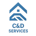 Blue house logo with “C&D Services” text