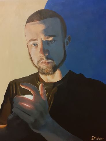 A painting of a man with a beard holding a light in his hand