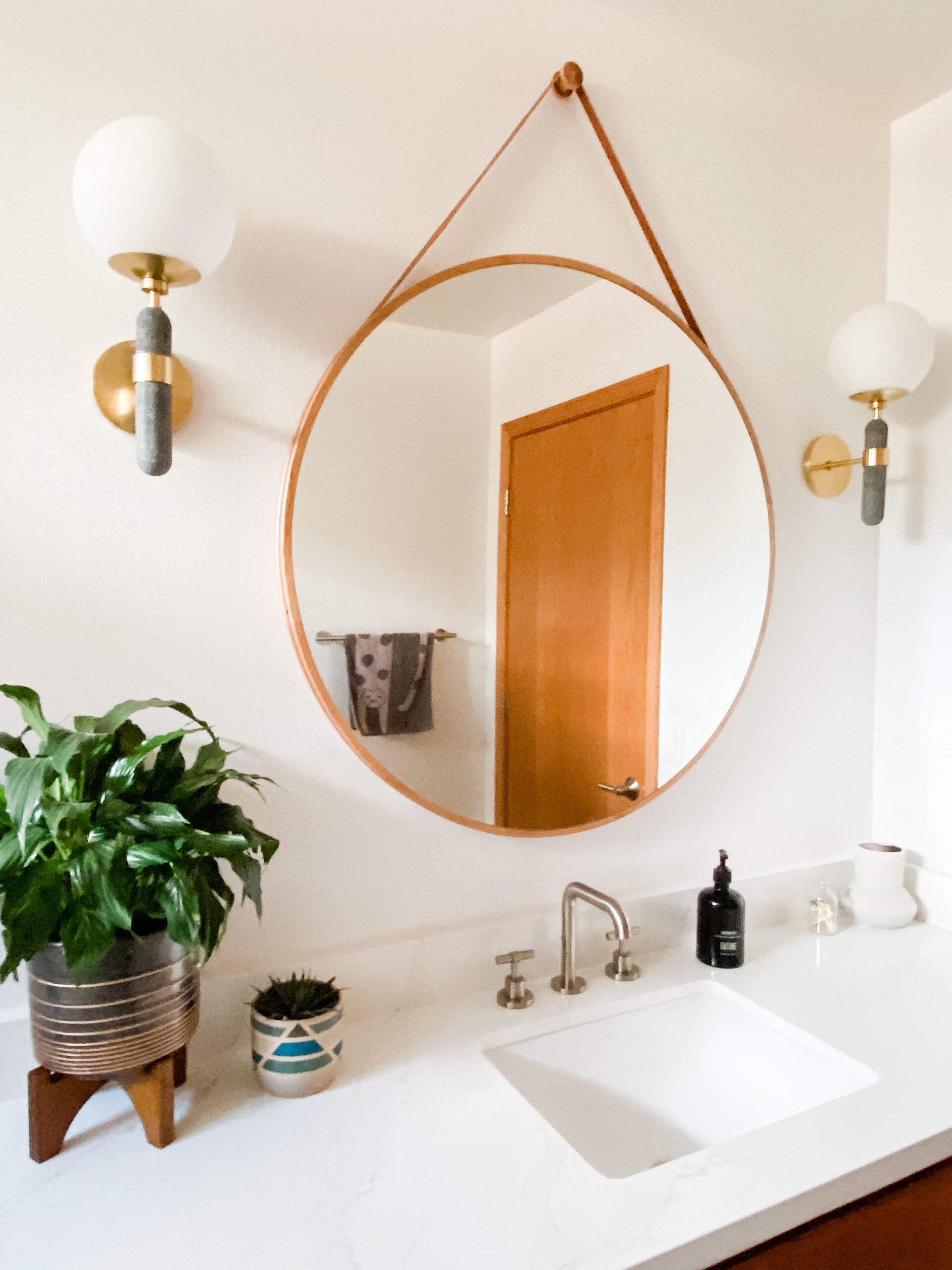 West Elm hanging mirror for bathroom design