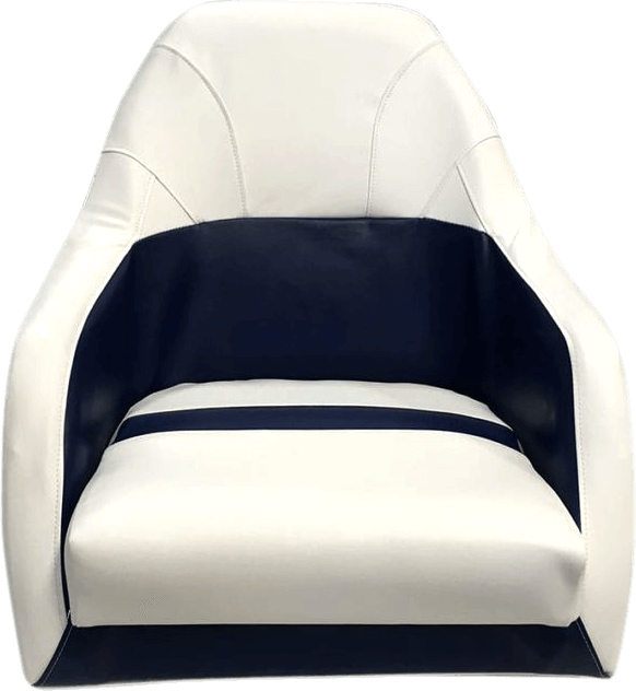 White and blue seat upholstery