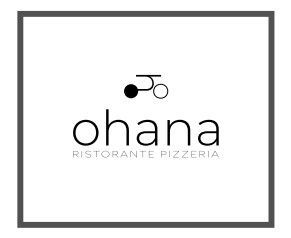 Logo per Ohana Ristorante Pizzeria: testo e simbolo stilizzato di una figura con un cerchio.