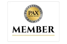 PAX Professional Training member logo with text, silver, and gold.