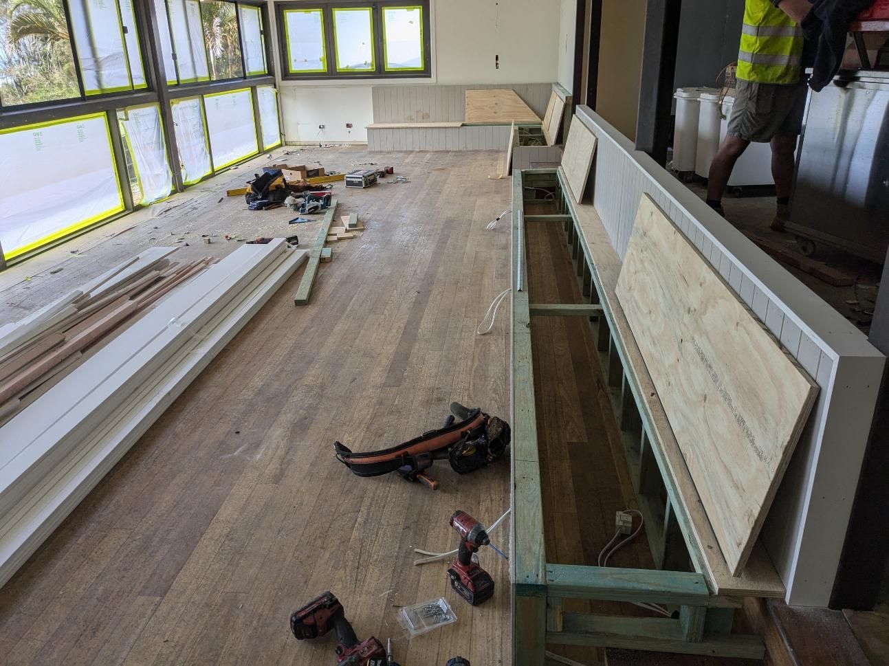 A Wooden Bench is Being Built in a Room — BK Build Group in Bellingen, NSW