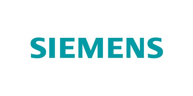Siemens-Logo in Blaugrün auf weißem Hintergrund.