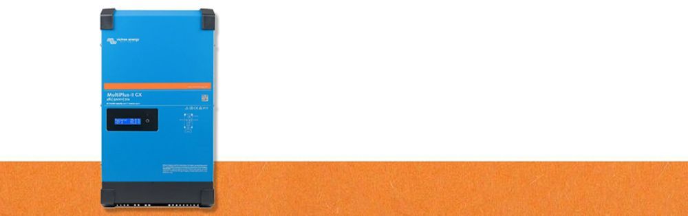 A Blue Off Grid Solar is Sitting on Top of a Wooden Table — Goulburn Solar In Goulburn, NSW