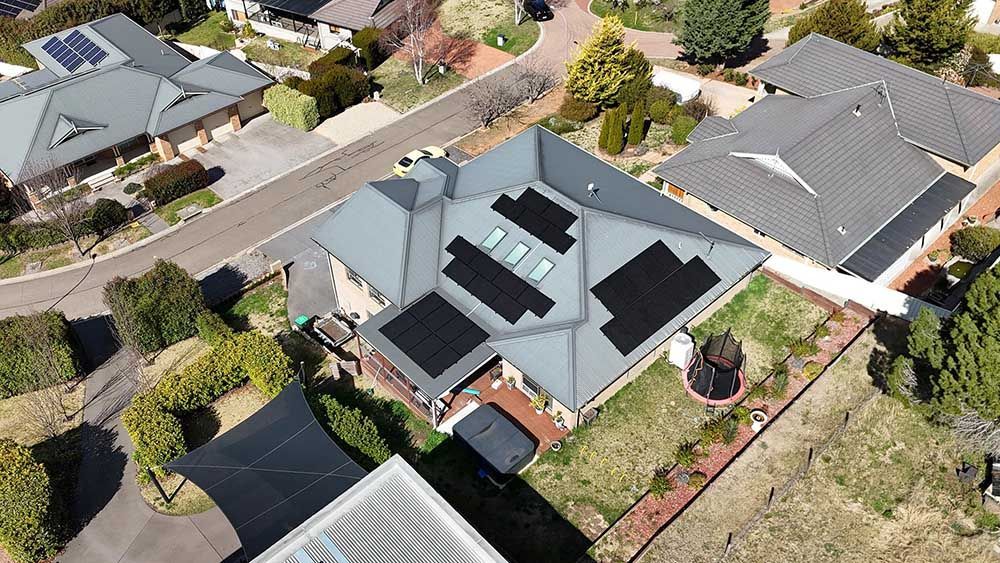 Aerial View Of A House With Solar Panels On The Roof — Goulburn Solar In Bega, NSW