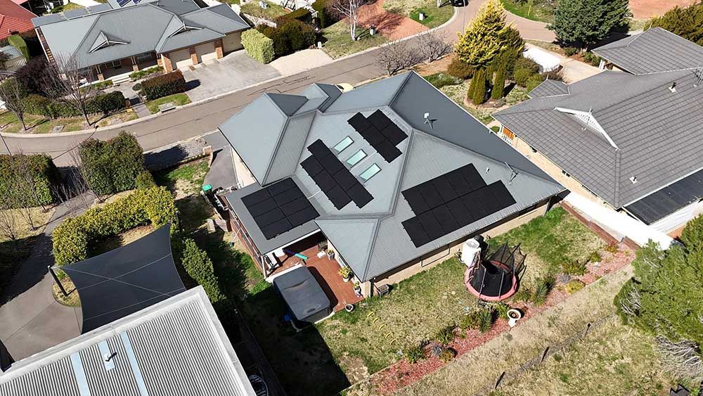 Aerial View Of A Residential House With Solar Management System — Goulburn Solar In Mittagong, NSW