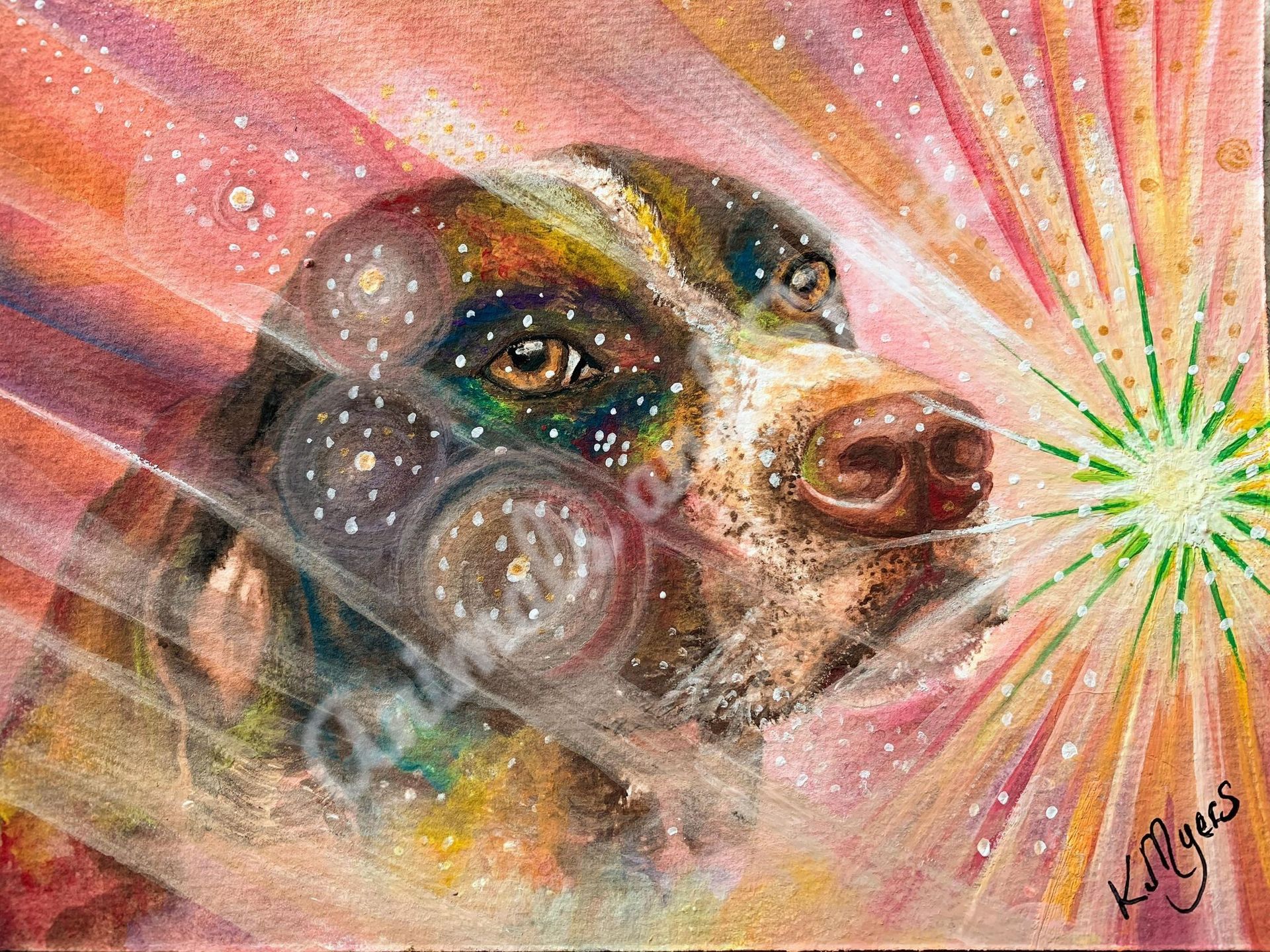 Hannah, a dog, art by Kristen Myers