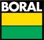 Logo for Boral. Black top, white text "BORAL", yellow mid-section, green bottom section.