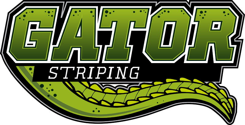 Gator Striping logo with green gator and text.