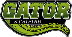 Gator Striping logo with green gator and text.