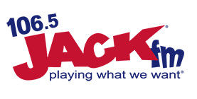 The logo for 106.5 jack fm playing what we want