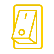 Yellow outline of a light switch, flipped in the 