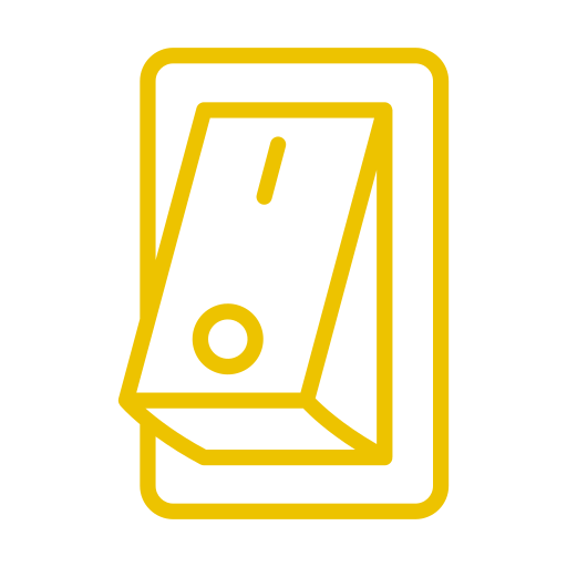 Yellow outline of a light switch, flipped in the 